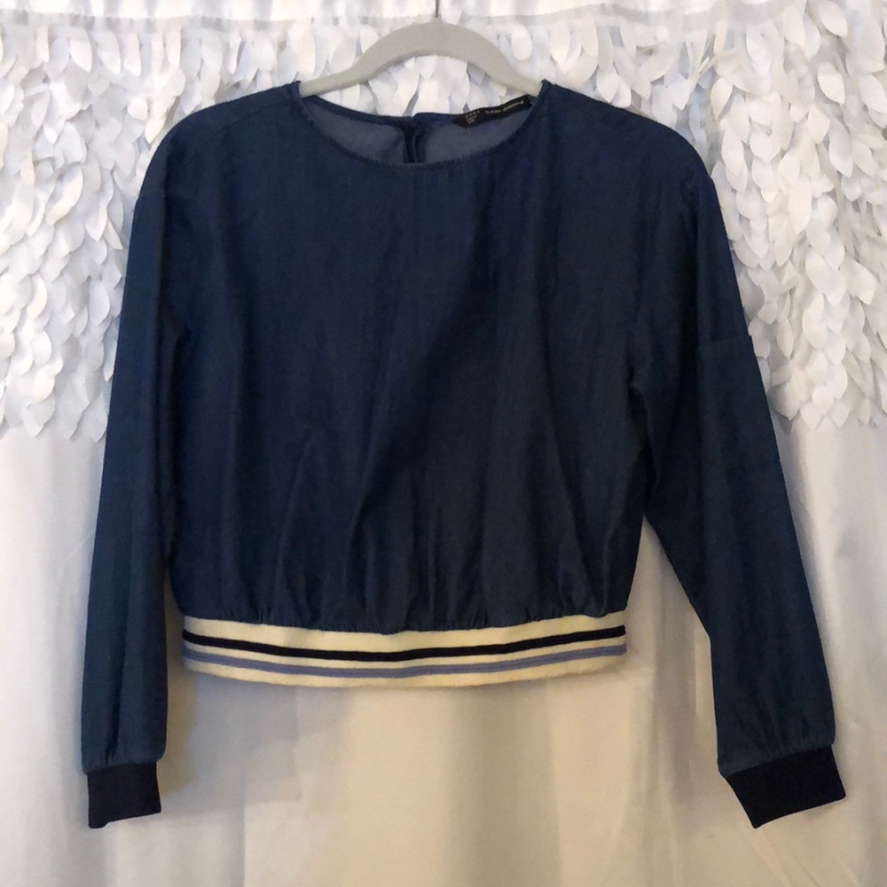 Denim long sleeved crop top